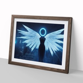 Cyberpunk Angel H1022 Framed Print for Living Room Bedroom Home Office Décor, Wall Art Picture Ready to Hang, Walnut A4 Frame (34 x 25 cm)