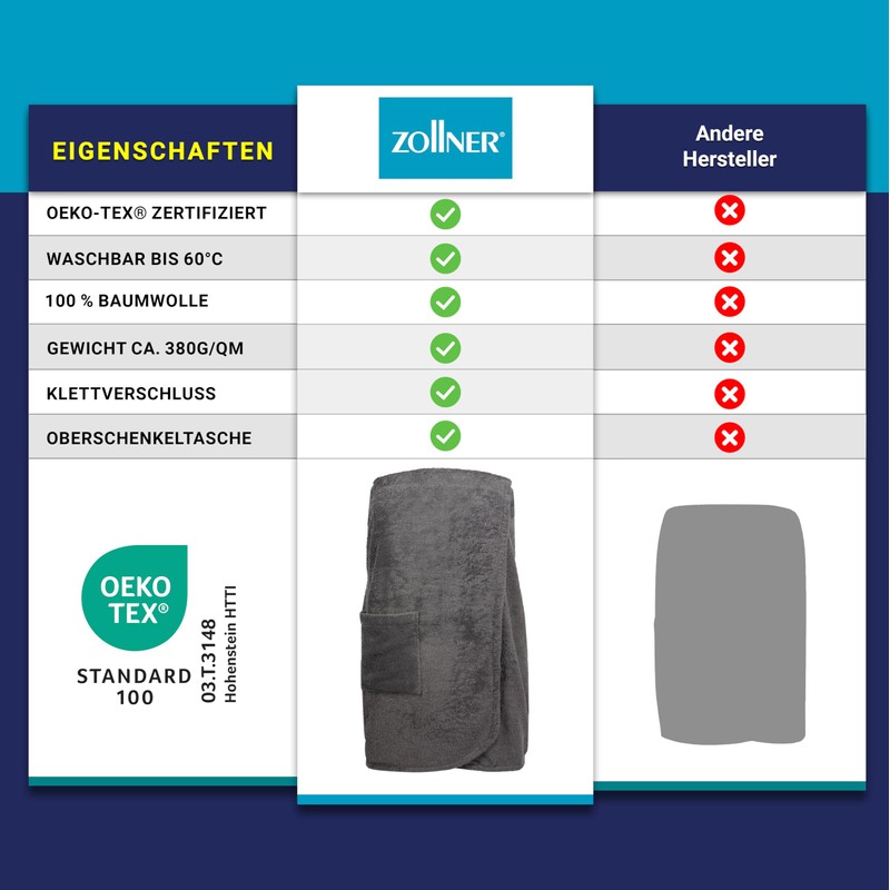 Zollner 197 Women's Sauna Kilt Elasticated Velcro Fastener Various Colours