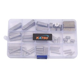 KATSU Parallel Drive Shaft Assortment Kit 60 Pieces, 3-12 mm Key Springs with Round End Motor Transmission Flywheel Pulleys Mounting Material Assortment Kit