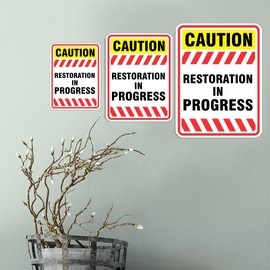 Portrait Round Plus Restoration In Progress Wall or Door Sign | Health And Safety Signage -Small