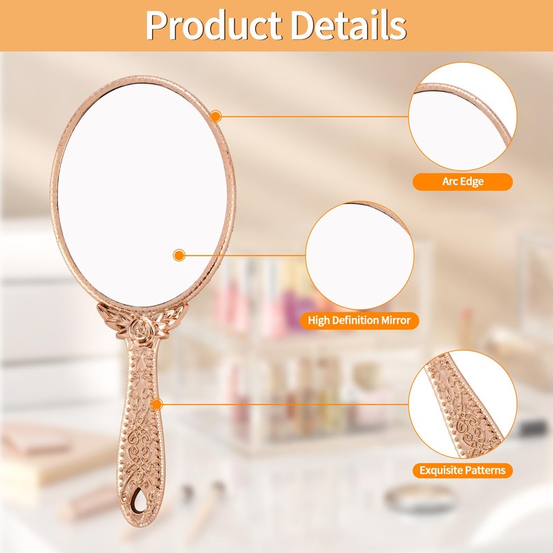 XPXKJ Hand Mirror Vintage Handheld Mirror with Handle Vanity Makeup