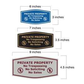 Fancy Private Property No Trespassing No Soliciting No Sales Sign (Black/Gold) - Small