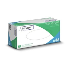 Bingold Vinyl 45Plus Disposable Gloves, Powder-Free, Pack of 100 (M)