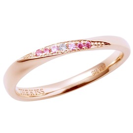 The Kiss SR1549DM-1550DM Set of 2 Silver Pairing Simple Couples Anniversary Wrapping Box Included, Women's: pink gold coating Men's: Black Rhodium Plated, Women: Diamond, Cubic Zirconia Diamond