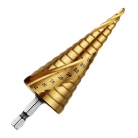 Step Drill, Hexagonal, Spiral, Sharp, Titanium Coated Spiral, HssSteel Drill, Helix Hole Cutter, Hexagonal Helix Spiral 0.16 - 1.3 inches (4 - 32 mm)