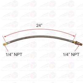 DUCO® PTFE STEAM HOSE w/SS BRAIDED FOR PRESSING MACHINES (1/4" x 1/4" Union, 24" LONG)