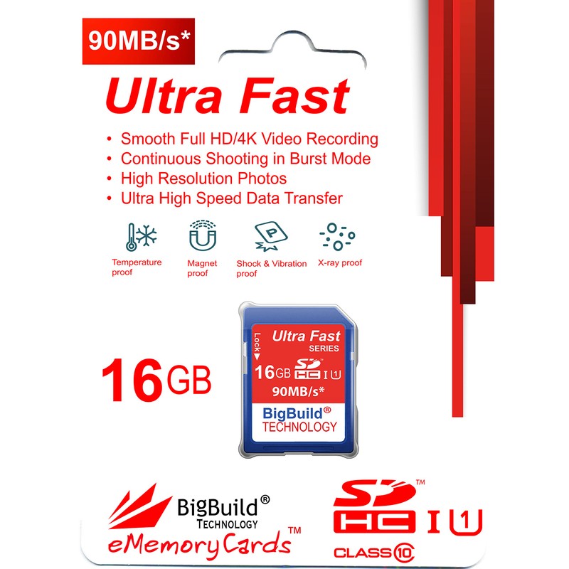 eMemoryCards 16GB Ultra Fast 45MB/s SD SDHC Memory Card For