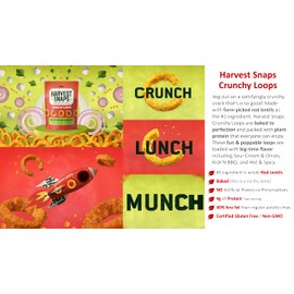 Harvest Snaps Veggie Chips (Sour Cream and Onion Crunchy Loops) | Powered by Plant Protein, Gluten Free, Non-GMO Baked Vegetable Crisps | Made in USA (8 Snack Packs)