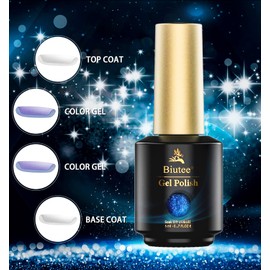 Biutee Color Gel Nails, 6 Colors, Flash Nail Gel Set, UV/LED Compatible, Glitter Gel, Diamond Gel, Glitter, Brilliant Sparkle