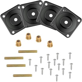 Pack of 4 Leg Mounting Plates, Furniture Mounting Plates, Black Mounting Iron Piece with Screws, for Sofa, Chair, Wardrobe, Dining Table (Black)
