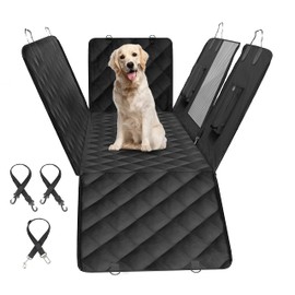 Simple Deluxe Dog Car Seat Cover for Back Seat, 100% Waterproof Pet Seat Protector with Mesh Window, Scratchproof & Nonslip Dog Hammock for Cars, Trucks, SUVs, Standard