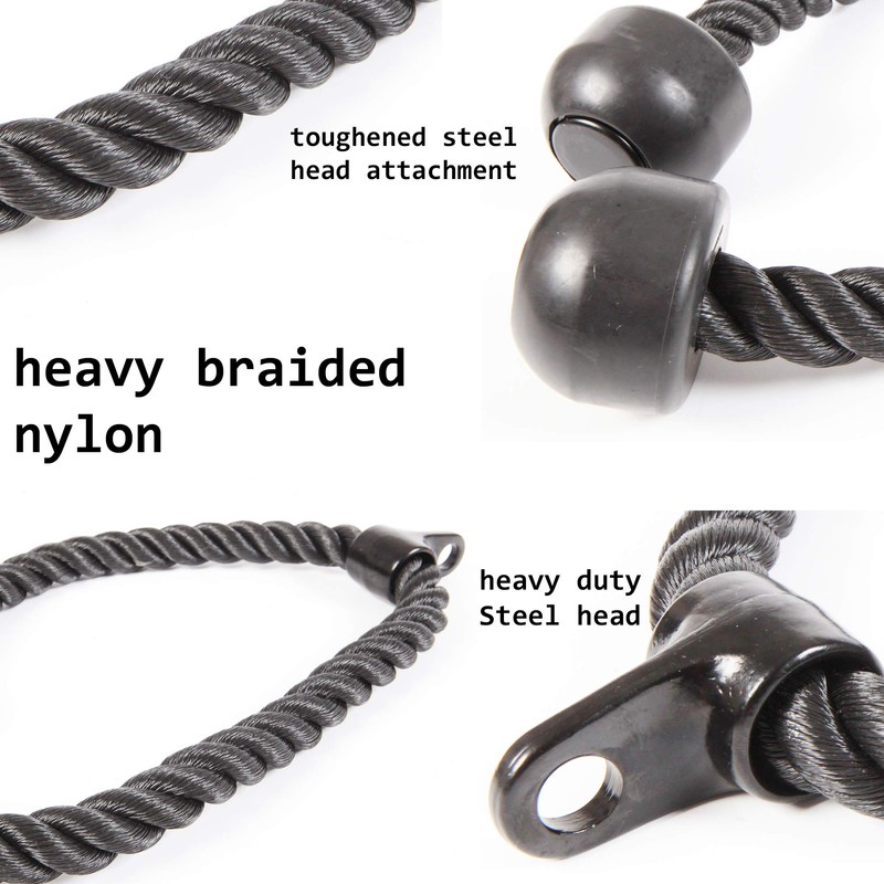 Heavy-Duty Triceps Rope 27-36" | Adjustable Length | Durable Nylon