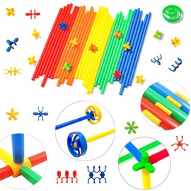 Straw STEM Building Toys 480 pcs Interlocking Plastic Educational Toys Engineering Building Blocks -Fun- Educational- Safe for Kids- Develops Motor Skills-Construction Blocks