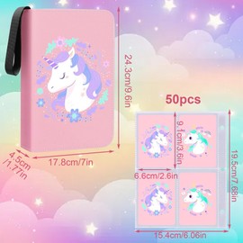 Trading Card Album for Cards 400, Scrapbook Cards, Football Cards Scrapbook with 18 Compartments, 50 Pages for Card Organiser, Card Binder Made of PU, for Sports Cards, MTG, TCG etc. (Pink)