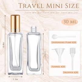 Domensi 60 Pcs 10/15/20/30 ml Perfume Travel Refillable Glass Bottles Spray Bottle Perfume Atomizer for Cologne Dispenser Leak-proof Fragrance Bottles Atomizer Pump Kit (30 ml,Gold)