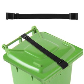 lasuroa Wheelie Bin Lock for Animals, Windproof Metal Double Claw Wheelie Bin Belt Adjustable & Elastic Wheelie Bin Lock Wheelie Bin Lid Strap for Outdoor Raccoon Prevents Tipping Over