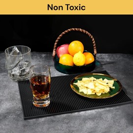 EZONEDEAL Rubber Bar Mats for Countertop, Non-Slip Bartending Bar Service Spill Mat Bar Table Mat Restaurant Kitchen Counter Bar Pad,Heat Resistant Barber Station Mat Coffee Bar Accessories (15x30cm)