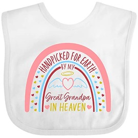 inktastic Handpicked for Earth By My Great Grandpa in Heaven- Rainbow Baby Bib White 42060