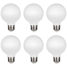 KGC LED Globe Light Bulbs, Neutral White 4000K CRI 90, LED Filament Light Bulb, 5W Equivalent to 40W, G25(G80) Dimmable 500LM E26 Medium Base, Milky Glass, Bathroom Vanity Mirror Light Pack of 6