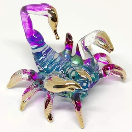 Sansukjai Scorpion Miniature Figurines Animals Hand Painted Blown Glass Art Gold Trim Collectible Gift Decorate (Multi-Purple)