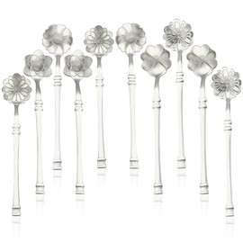 Juego de cucharas de café acero inoxidable, cucharas postre creativas acero inoxidable, cuchara de azúcar cuchara de café cucharadita cuchara de helado (10 unidades, plata)
