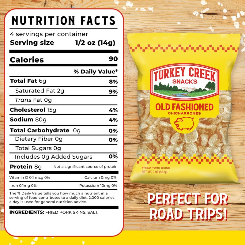 Turkey Creek Old Fashioned Chicharrones, Fried Pork Rinds - Original