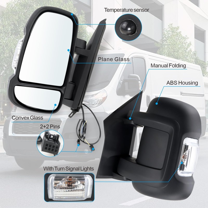 Lqito Left Driver Side Mirror Compatible with 2014-2025 Ram Promaster