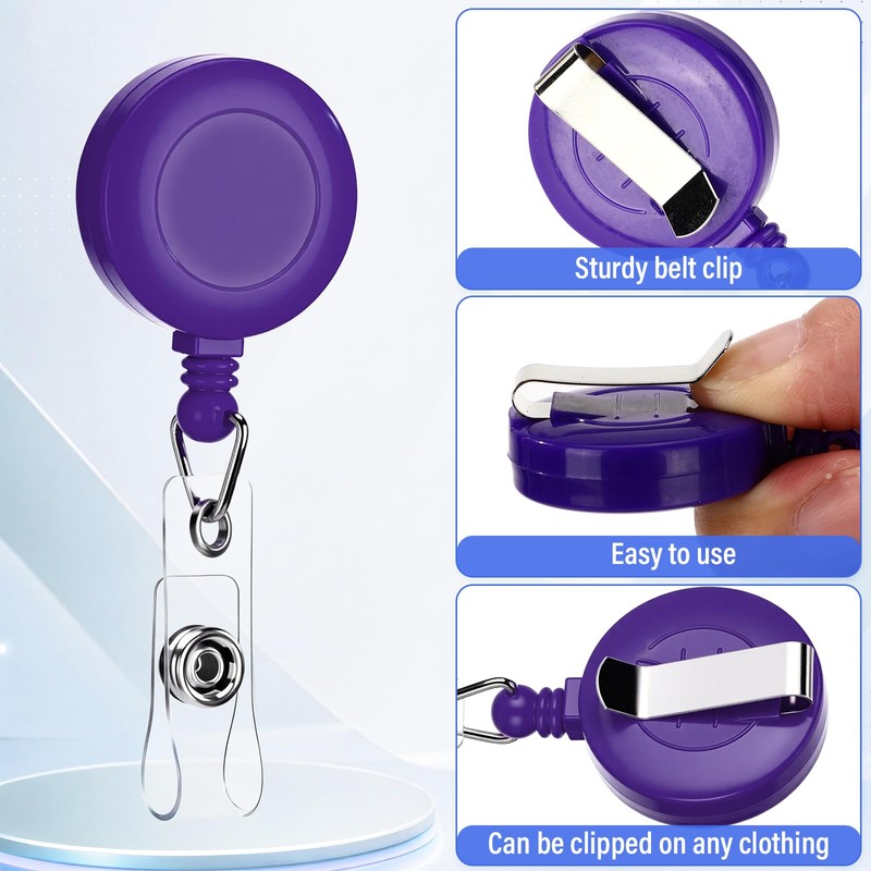 Geyoga 12 Sets Badge Holder Retractable Clip Multicolor Badge Reel