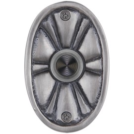 Waterwood Solid Brass Oval Flower Doorbell in Pewter - Wired & Illuminated Push Button from Environmentally Friendly Recycled Material