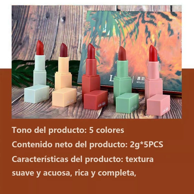 Lenio® 5 Pcs Lipstick Set Maquillaje Pink Up