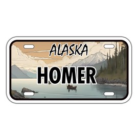 Alaska Cities/Towns/Villages Name's License Plate Sticker | Vinyl | Decal for Car Bumper Laptop Water Bottle 5x3 (Homer)