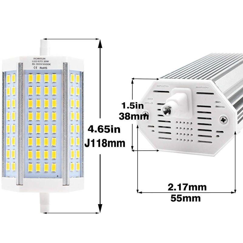 Rowrun 30W R7S J118 T3 LED Bulb Daylight White R7S