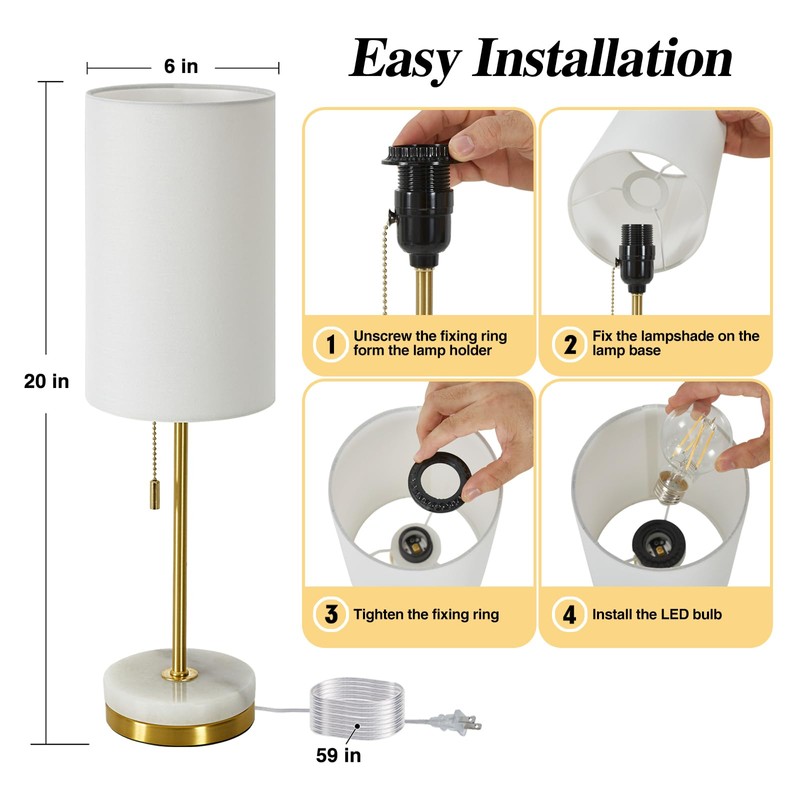 Luvkczc Minimalist Table Lamp Set of 2, Nightstand Lamp for