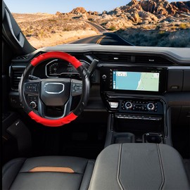 CACAWIZ Car Steering Wheel Cover for GMC - Sierra Acadia Enyon Yukon,Red