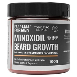 Fearless For Men Bálsamo de Crecimiento de Barba Fortificado con Minox y Proxidil - Estimula Barba con Growth Fórmula Lumbeard Balsamo para Barba Rápida Absorción - Biotina, Bergamota, Ginseng - 100g