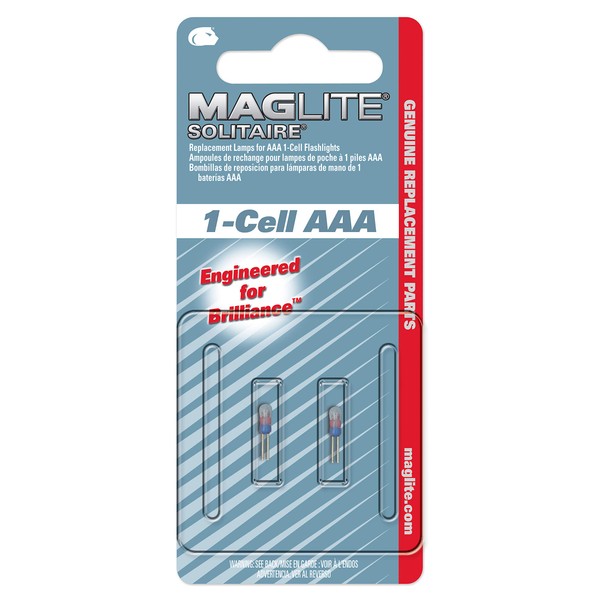 Maglite Replacement Lamps for Solitaire 1-Cell AAA Flashlight, 2 pk