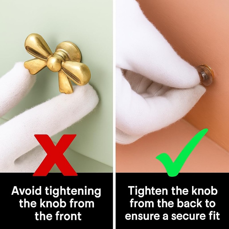 Indian Shelf Solid Brass Gold Bow Drawer Knobs (6 Pack)