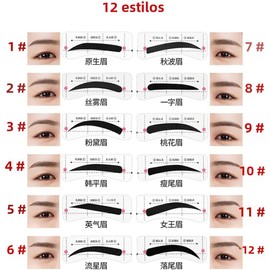 84/60 Pairs Lazy Quick Eyebrow Stickers 12 Styles Eyebrow Card Template Eyebrow Aids Guide Tattoos Makeup Tools Adjustable (60pcs)