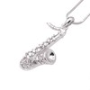 Spinningdaisy Silver Plated Woodwinds Musical Instrument Necklace (Saxophone)