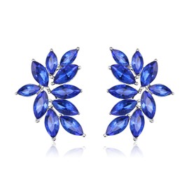 EVER FAITH Fashion Sparkling Rhinestone Stud Earrings for Women, Crystal Wedding Bridal Earrings Cluster Bridesmaid Earrings Prom Party Jewellery Clear Silver Tone, Crystal