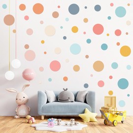 Zonon 264 Pcs Polka Dot Wall Decals for Classroom Decor Kids Circle Wall Sticker Vinyl Peel and Stick Colorful Removable for Nursery Bedroom Playroom Living Room(Bright Colors)
