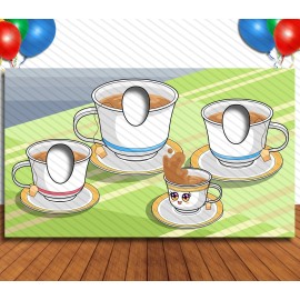 Modern Digital Designs Tea Party Theme Face Cutout, 42x72" Photo Stand-in, Party Selfie Photo Prop