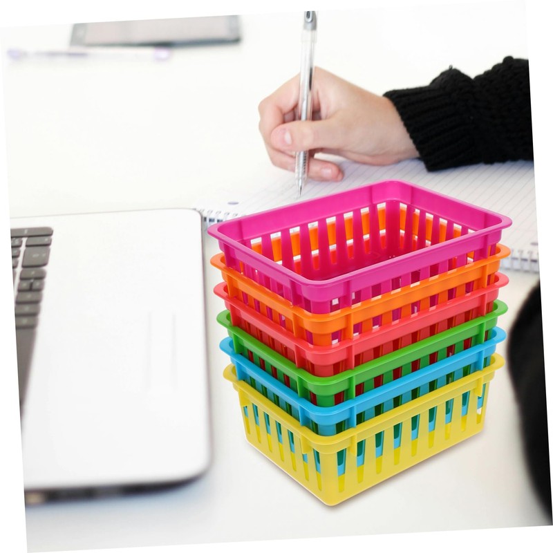 NUOBESTY 6pcs Plastic Desktop Storage Stationery Organizers Colorful Baskets for