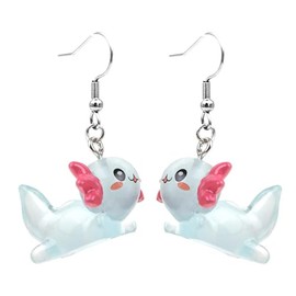 Kawaii Axolotl Earrings for Women, Adorable Pink Earrings, Cartoon Resin Axolotl Earrings Jewelry for Women - Light