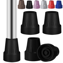 4 Pack Replacement Rubber Cane Tips 3/4 Inch Heavy Duty Rubber Crutch Tips Non Slip Walker Tips for Walkers Commodes Shower Chairs Canes Leg (Black)