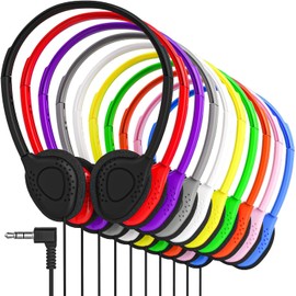 Maeline Bulk On-Ear Stereo Headphones with 3.5 mm Headphone Plug - 20 Pack Wholesale Bundle - Multi Color