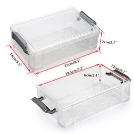 BTSKY Pack of 4 Stackable Transparent Pen Box, Office Supplies, Storage Box, Multifunctional Storage Boxes, 19.5 x 12 x 6 cm Intermediate Size (Grey)