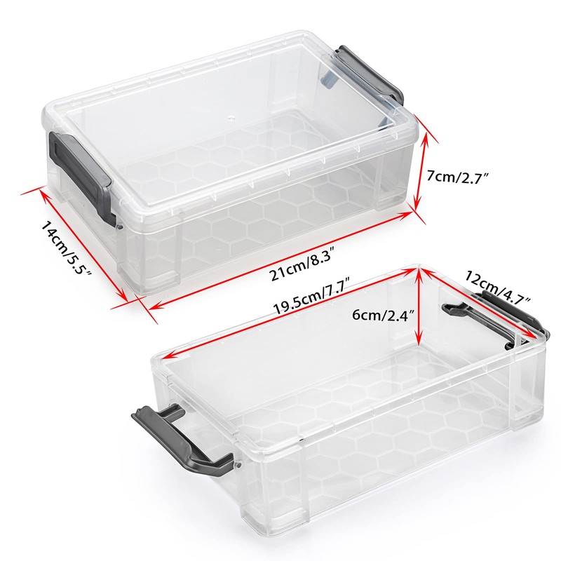 BTSKY Pack of 4 Stackable Transparent Pen Box, Office Supplies,