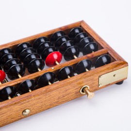 Vintage-Style 17 Digit Rods Wooden Abacus Soroban Chinese Japanese Calculator Counting Tool w/Reset Button 14"