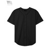 Hat and Beyond Mens Baseball Button Down Jersey (Small, 01up01_Black/Black)